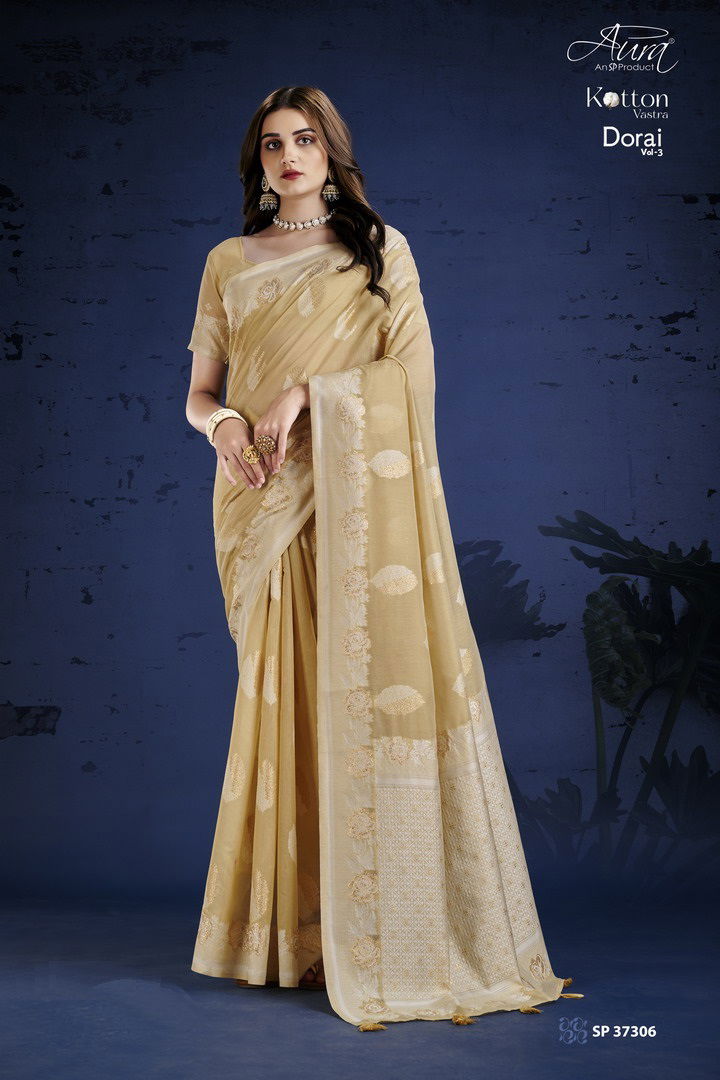 Aura Cotton Vastra Dorai Vol 3 Fancy Exclusive Wear Wholesale Designer Sarees

